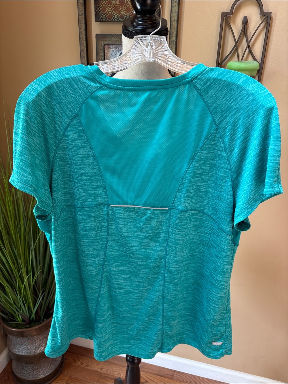 Danskin Now Short Sleeve V-Neck Active Tee in Teal Blue - Picture 2 of 3